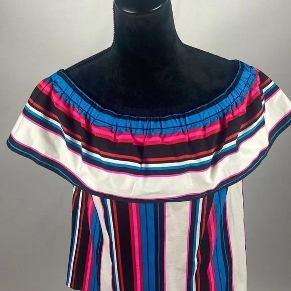 Vince Camuto Havana Bright Striped Off the Shoulder Top - Picture 2 of 8